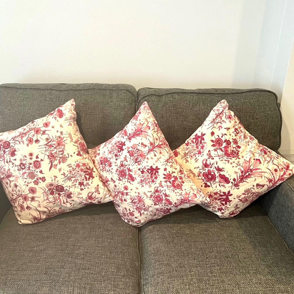 Gucci 18” Floral Throw Pillows Set of 3